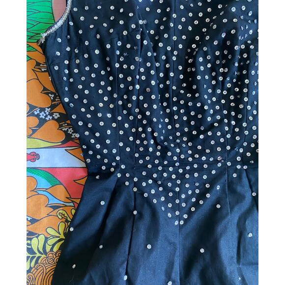 vintage 1940s Black SILVER SEQUIN Majorette COSTUME xs showgirl circus playsuit - Picture 6 of 10